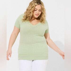 Torrid 6X Everyday Soft Pointelle Pullover V-Neck Sweater Top